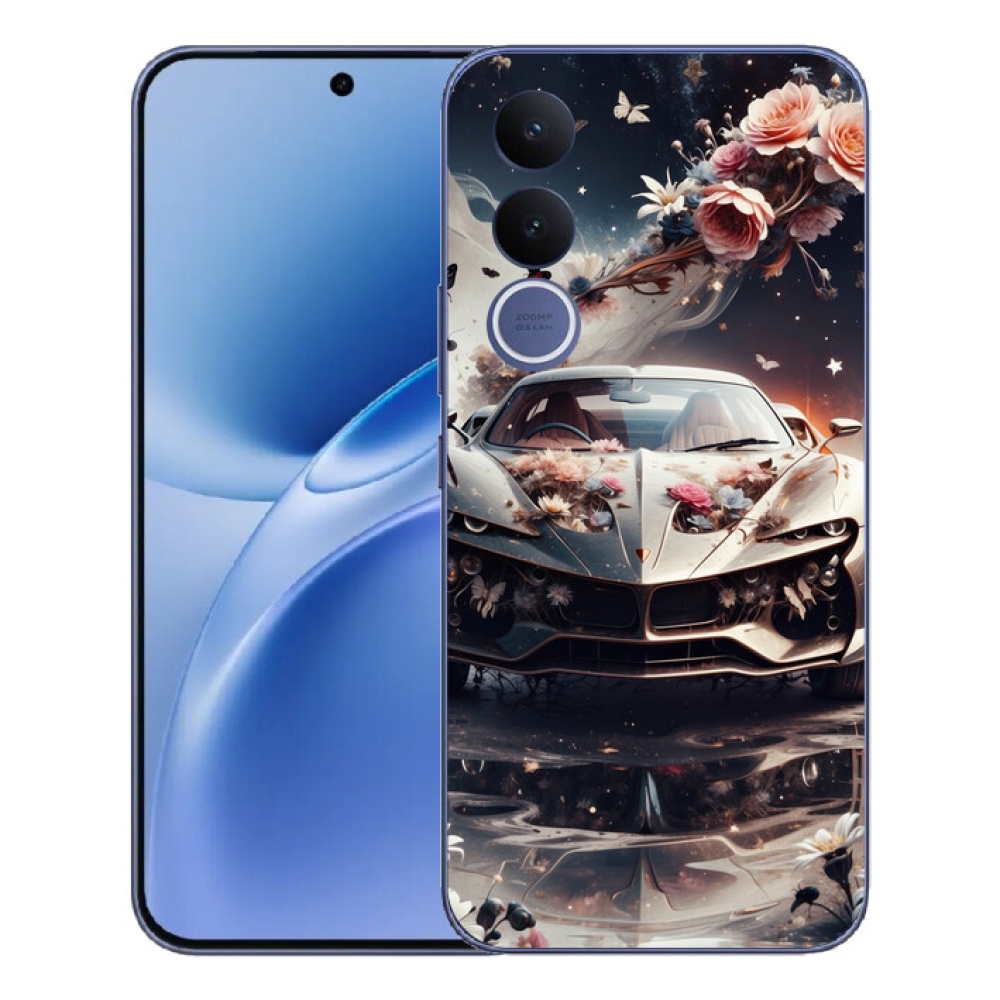 Gélový kryt mmCase na Vivo V70 FE - kvetinový športový automobil