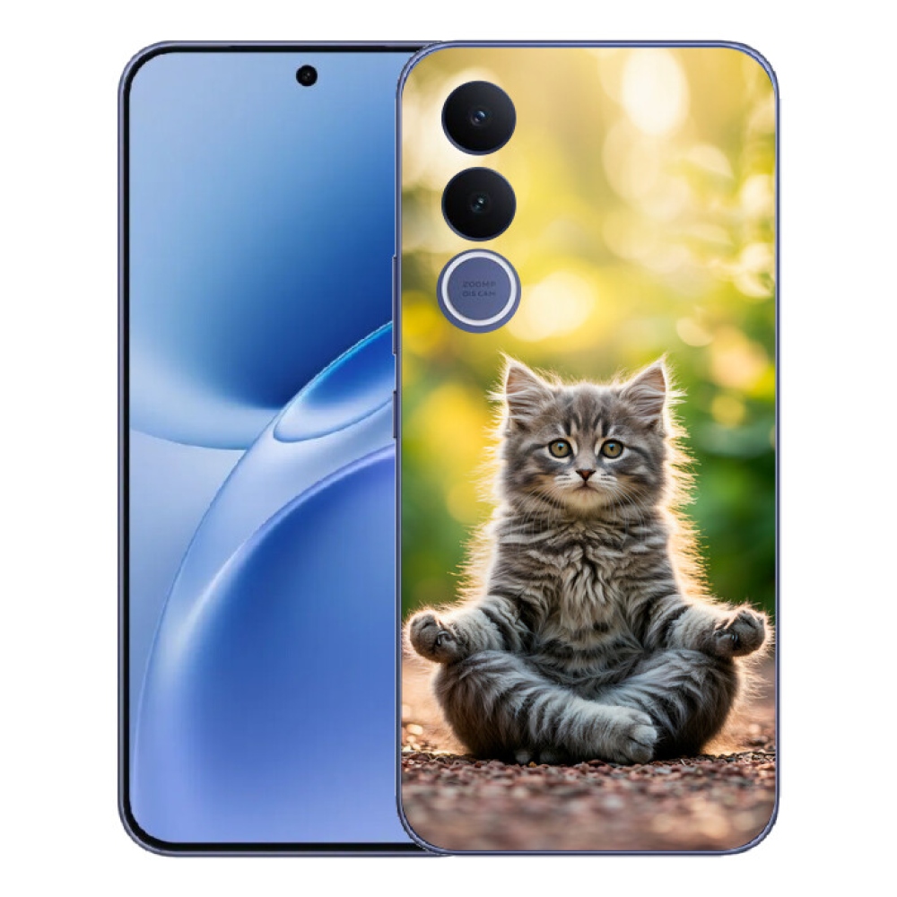 Gélový kryt mmCase na Vivo V70 FE - meditujúce mačiatko