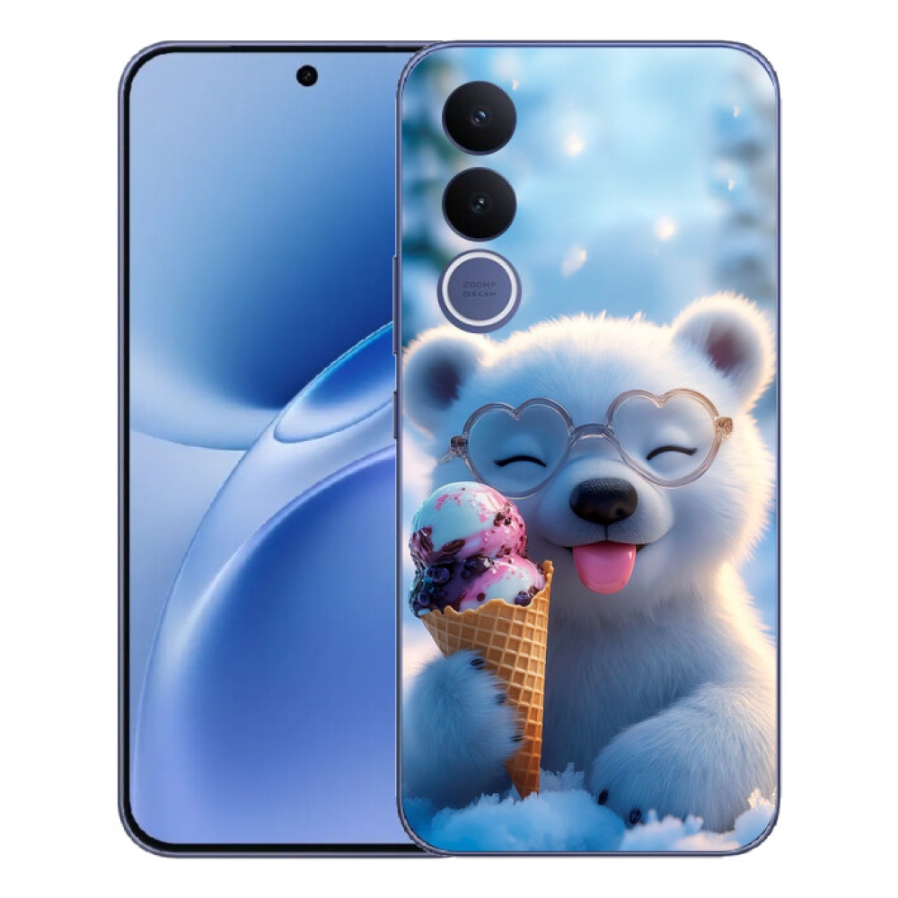 Gélový kryt mmCase na Vivo V70 FE - medvedík so zmrzlinou