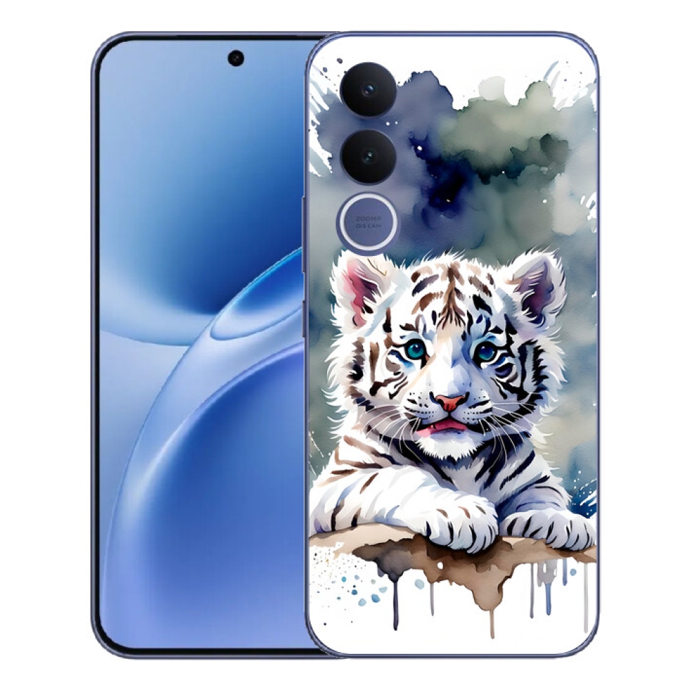 Gélový kryt mmCase na Vivo V70 FE - mláďa bieleho tigra