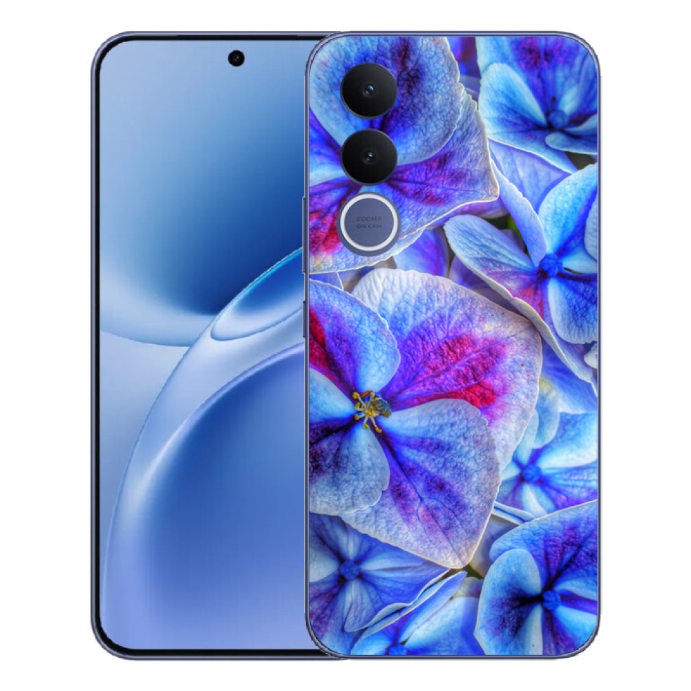 Gélový kryt mmCase na Vivo V70 FE - modré kvety 1