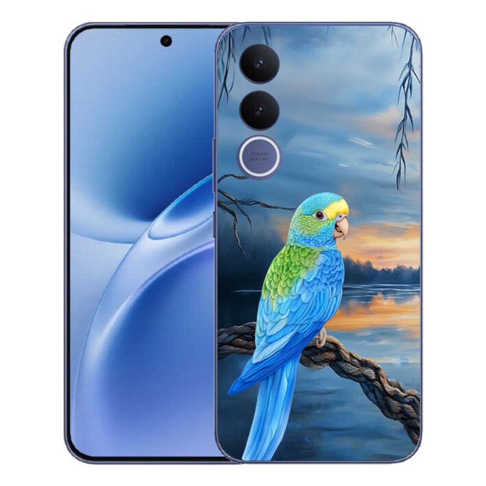 Gélový kryt mmCase na Vivo V70 FE - modrý papagáj