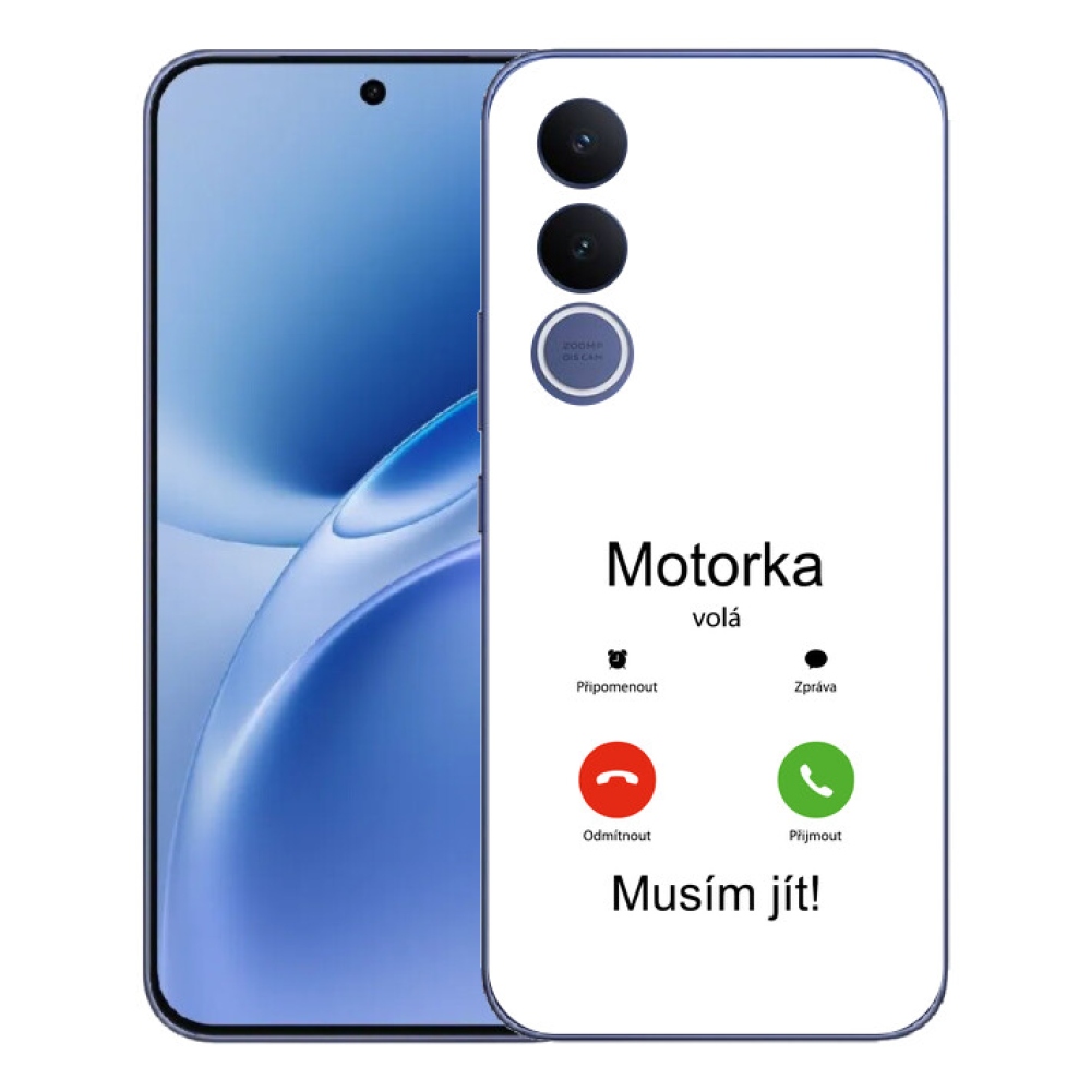 Gélový kryt mmCase na Vivo V70 FE - motorka volá biele pozadie