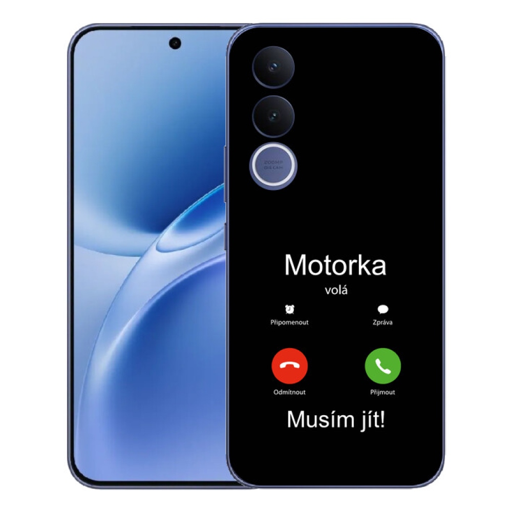 Gélový kryt mmCase na Vivo V70 FE - motorka volá čierne pozadie