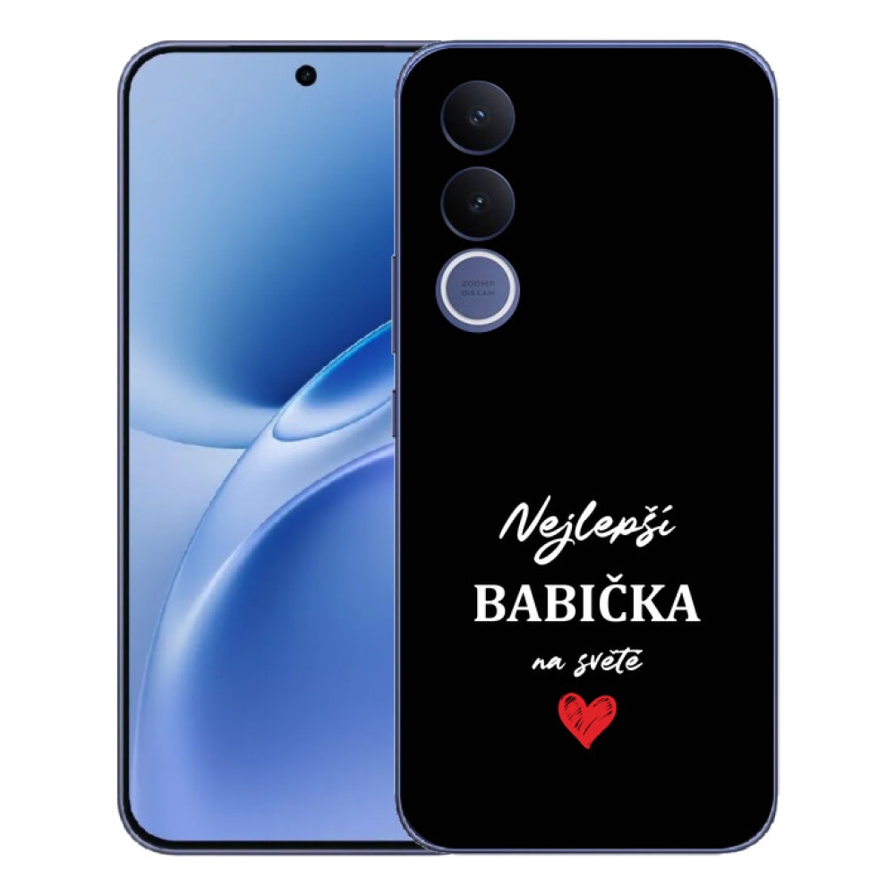 Gélový kryt mmCase na Vivo V70 FE - najlepšia babička 1 čierne pozadie