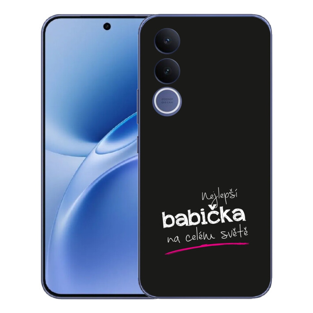 Gélový kryt mmCase na Vivo V70 FE - najlepšia babička 4 čierne pozadie