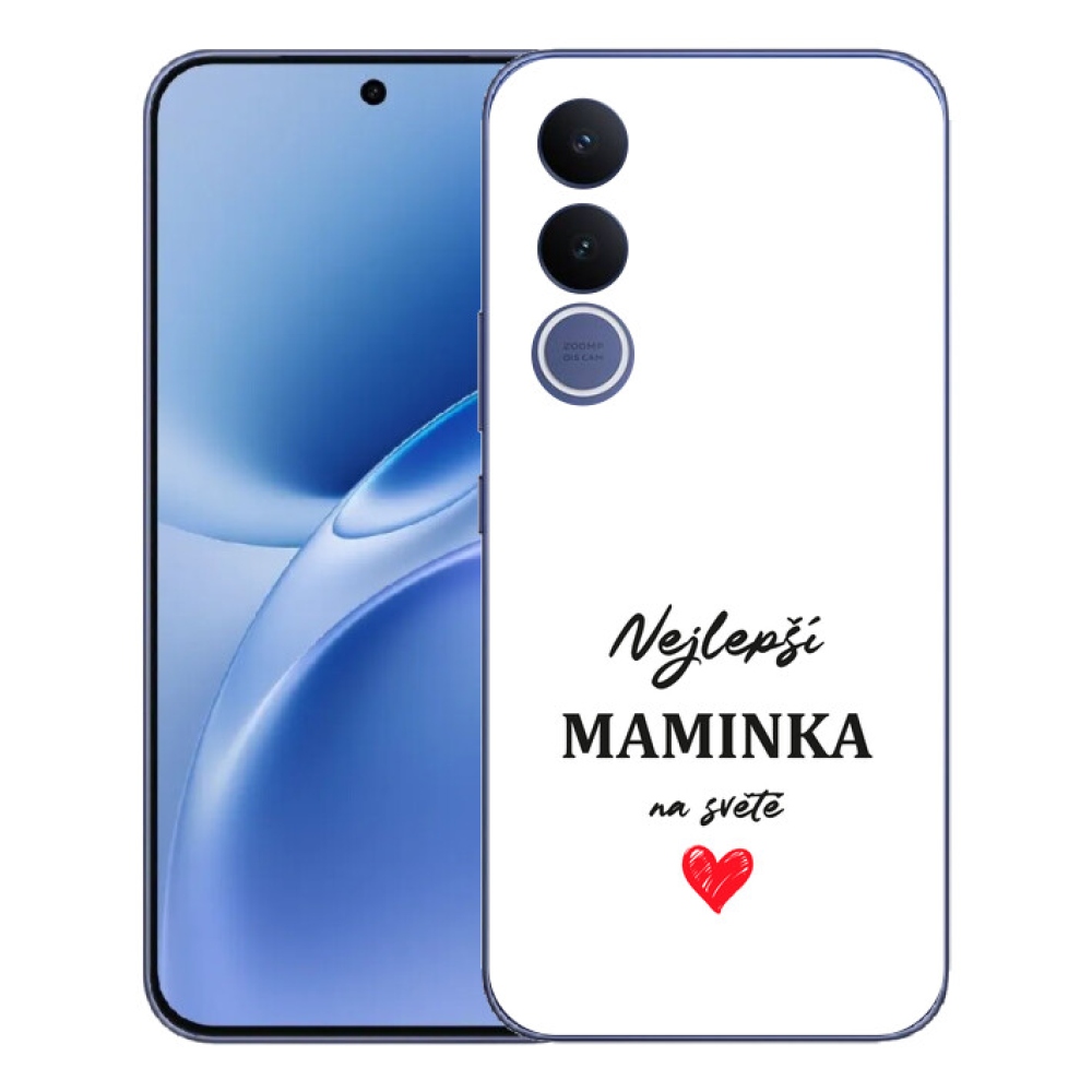 Gélový kryt mmCase na Vivo V70 FE - najlepšia mamička 1 biele pozadie