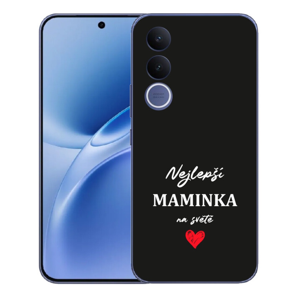 Gélový kryt mmCase na Vivo V70 FE - najlepšia mamička 1 čierne pozadie