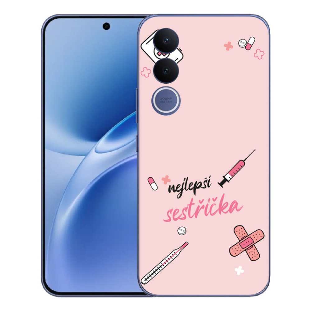 Gélový kryt mmCase na Vivo V70 FE - najlepšia sestrička ružové pozadie