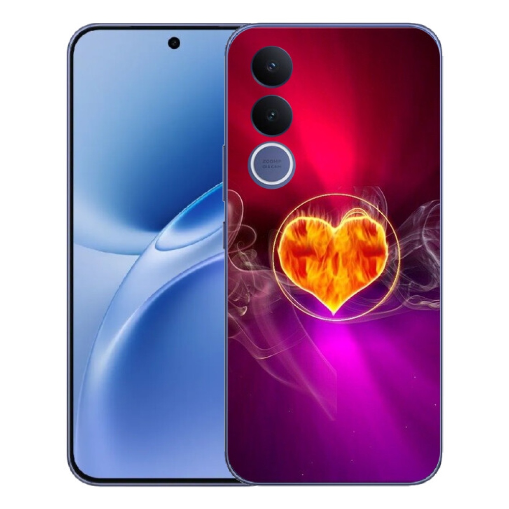 Gélový kryt mmCase na Vivo V70 FE - ohnivé srdce
