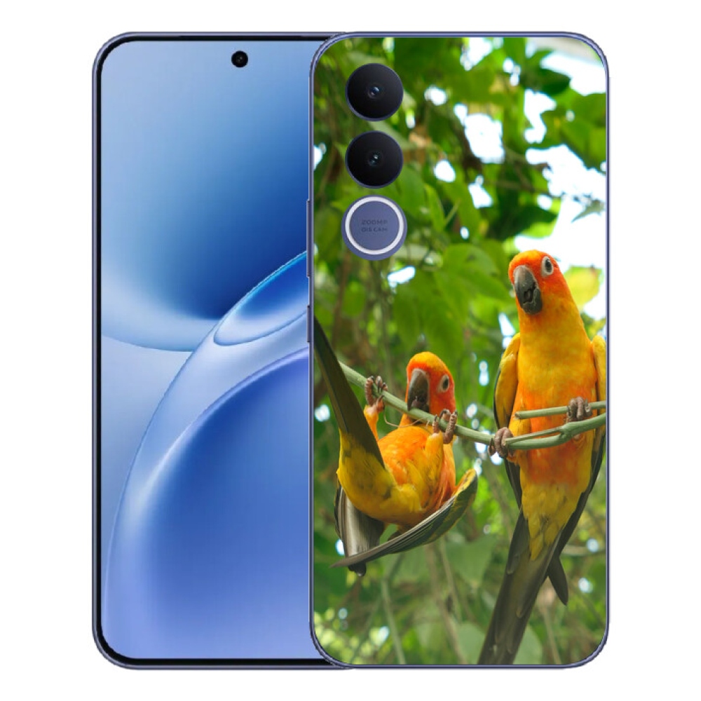 Gélový kryt mmCase na Vivo V70 FE - papagáje aratingy