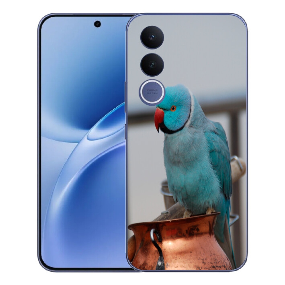 Gélový kryt mmCase na Vivo V70 FE - papagáj Alexandr modrý