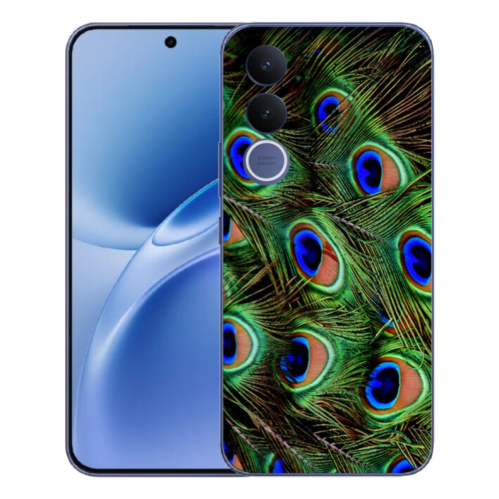 Gélový kryt mmCase na Vivo V70 FE - pávie perie