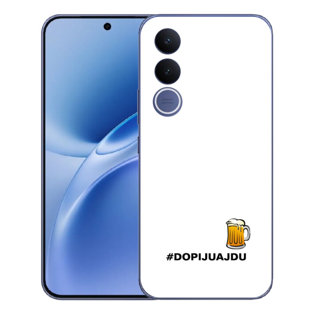 Gélový kryt mmCase na Vivo V70 FE - pivný motív 1 biele pozadie