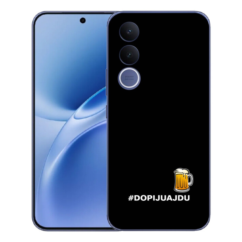 Gélový kryt mmCase na Vivo V70 FE - pivný motív 1 čierne pozadie