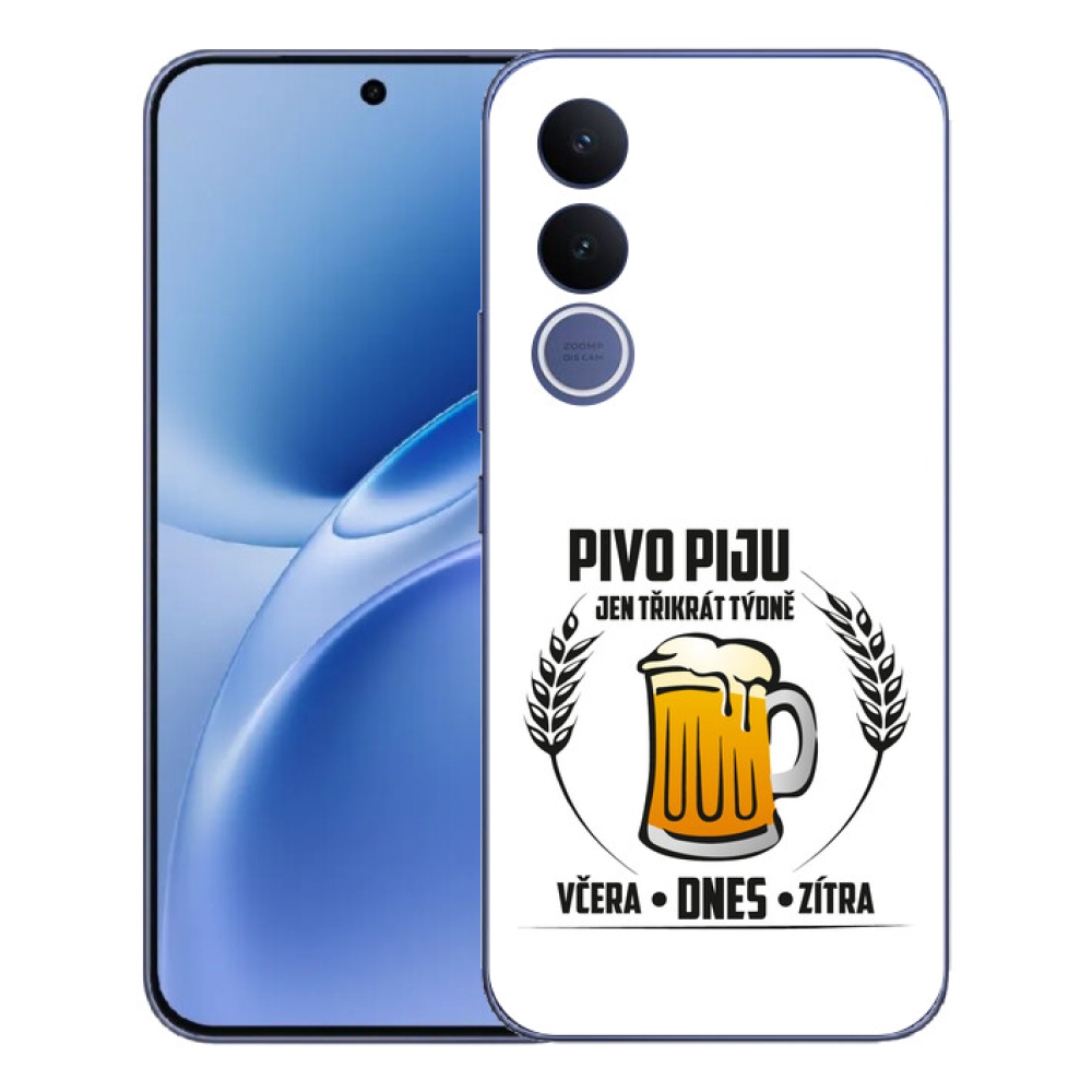 Gélový kryt mmCase na Vivo V70 FE - pivný motív biele pozadie