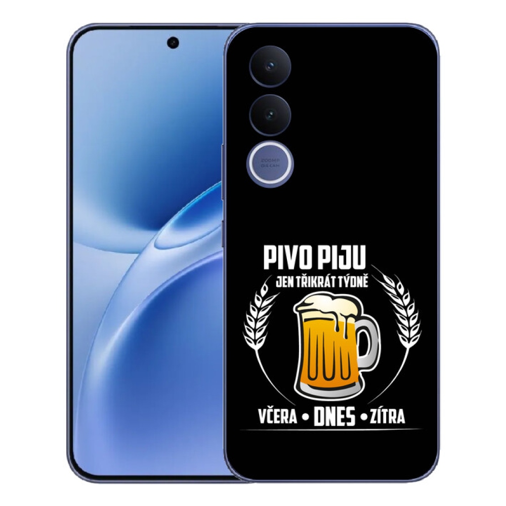 Gélový kryt mmCase na Vivo V70 FE - pivný motív čierne pozadie