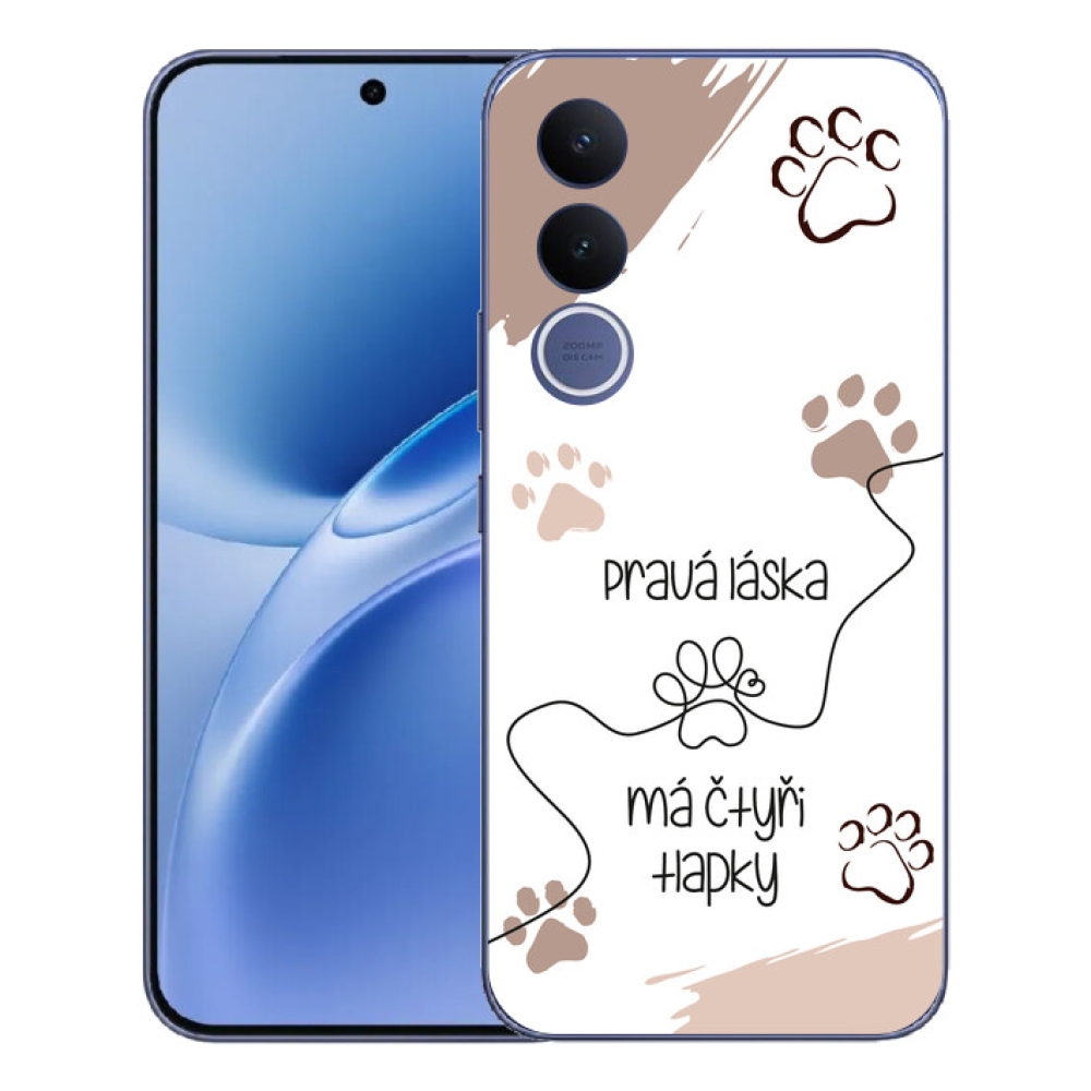 Gélový kryt mmCase na Vivo V70 FE - psí motív 1 biele pozadie