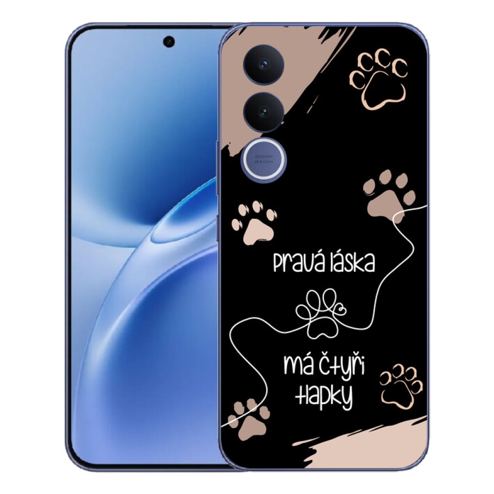 Gélový kryt mmCase na Vivo V70 FE - psí motív 1 čierne pozadie