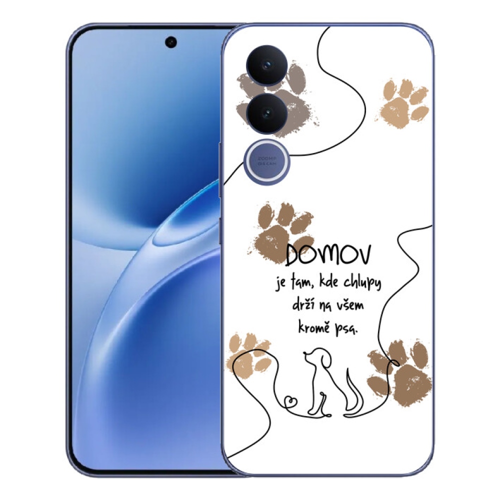 Gélový kryt mmCase na Vivo V70 FE - psí motív biele pozadie