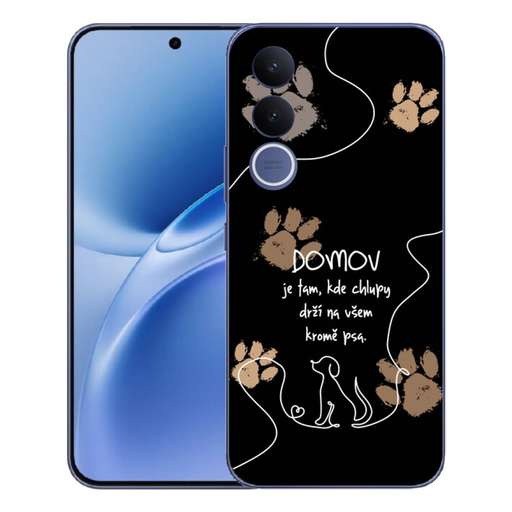 Gélový kryt mmCase na Vivo V70 FE - psí motív čierne pozadie