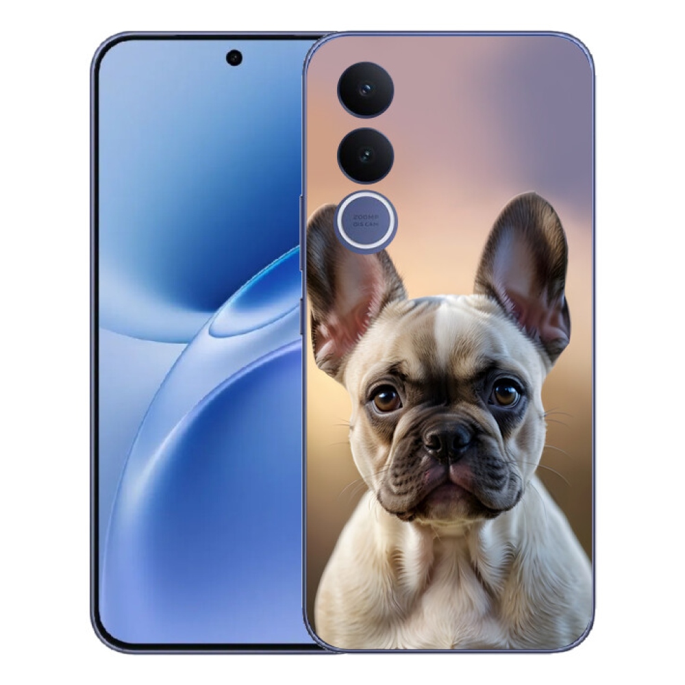 Gélový kryt mmCase na Vivo V70 FE - roztomilý francúzsky buldoček