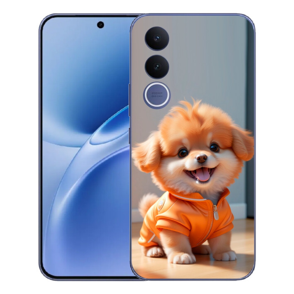 Gélový kryt mmCase na Vivo V70 FE - roztomilý pomeranian v mikine