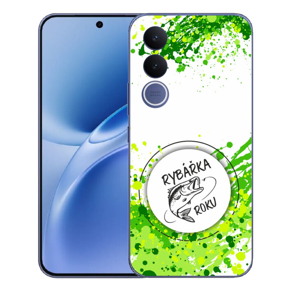 Gélový kryt mmCase na Vivo V70 FE - rybárka roka biele pozadie