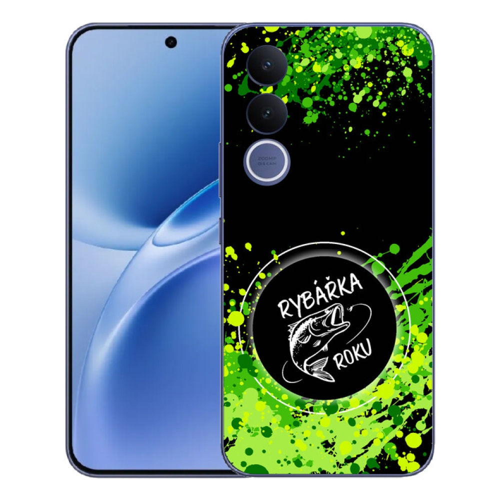 Gélový kryt mmCase na Vivo V70 FE - rybárka roku čierne pozadie