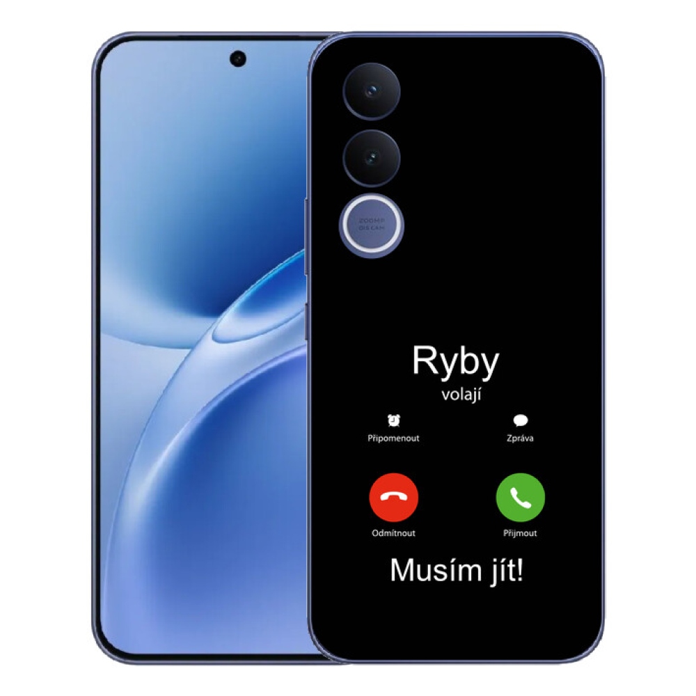 Gélový kryt mmCase na Vivo V70 FE - ryby volajú čierne pozadie