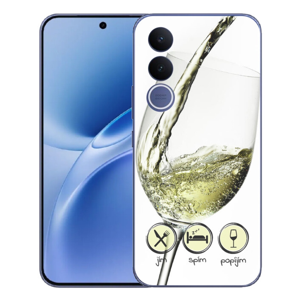 Gélový kryt mmCase na Vivo V70 FE - pohár vína bielej