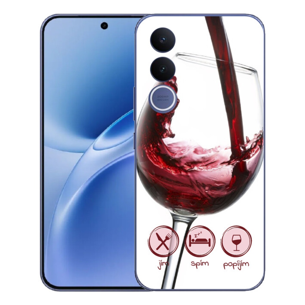 Gélový kryt mmCase na Vivo V70 FE - pohár vína červené