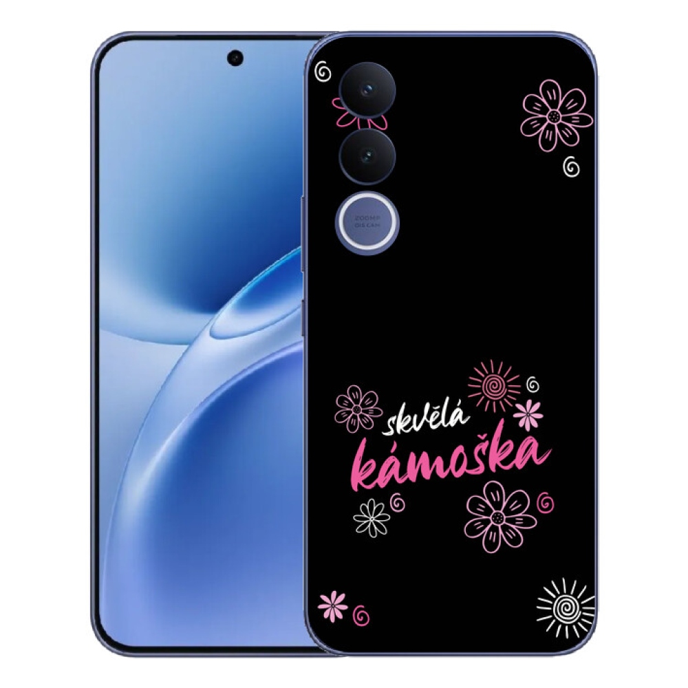 Gélový kryt mmCase na Vivo V70 FE - skvelá kamoška čierne pozadie