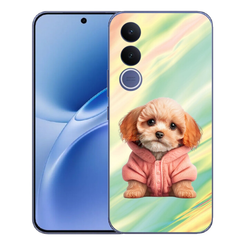Gélový kryt mmCase na Vivo V70 FE - šteňa vo svetri