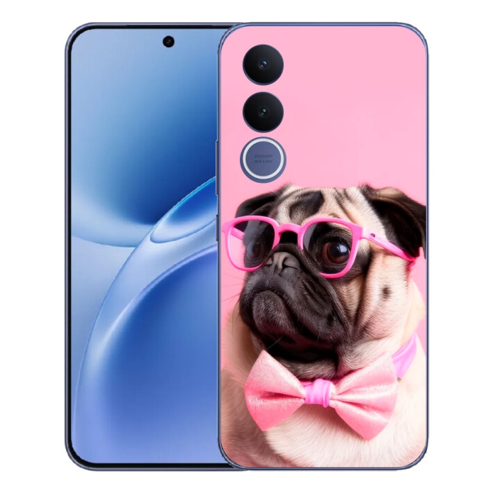 Gélový kryt mmCase na Vivo V70 FE - štýlový mops