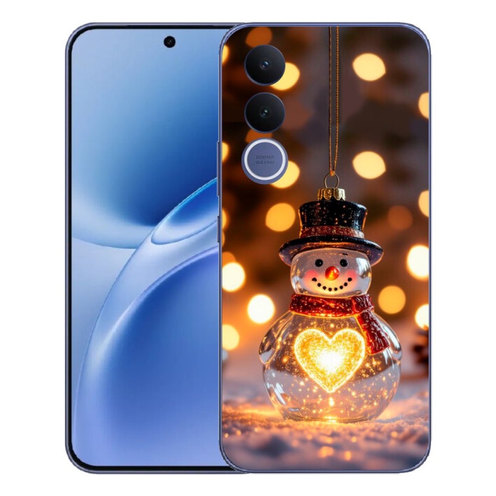 Gélový kryt mmCase na Vivo V70 FE - svietiaci vianočný snehuliak