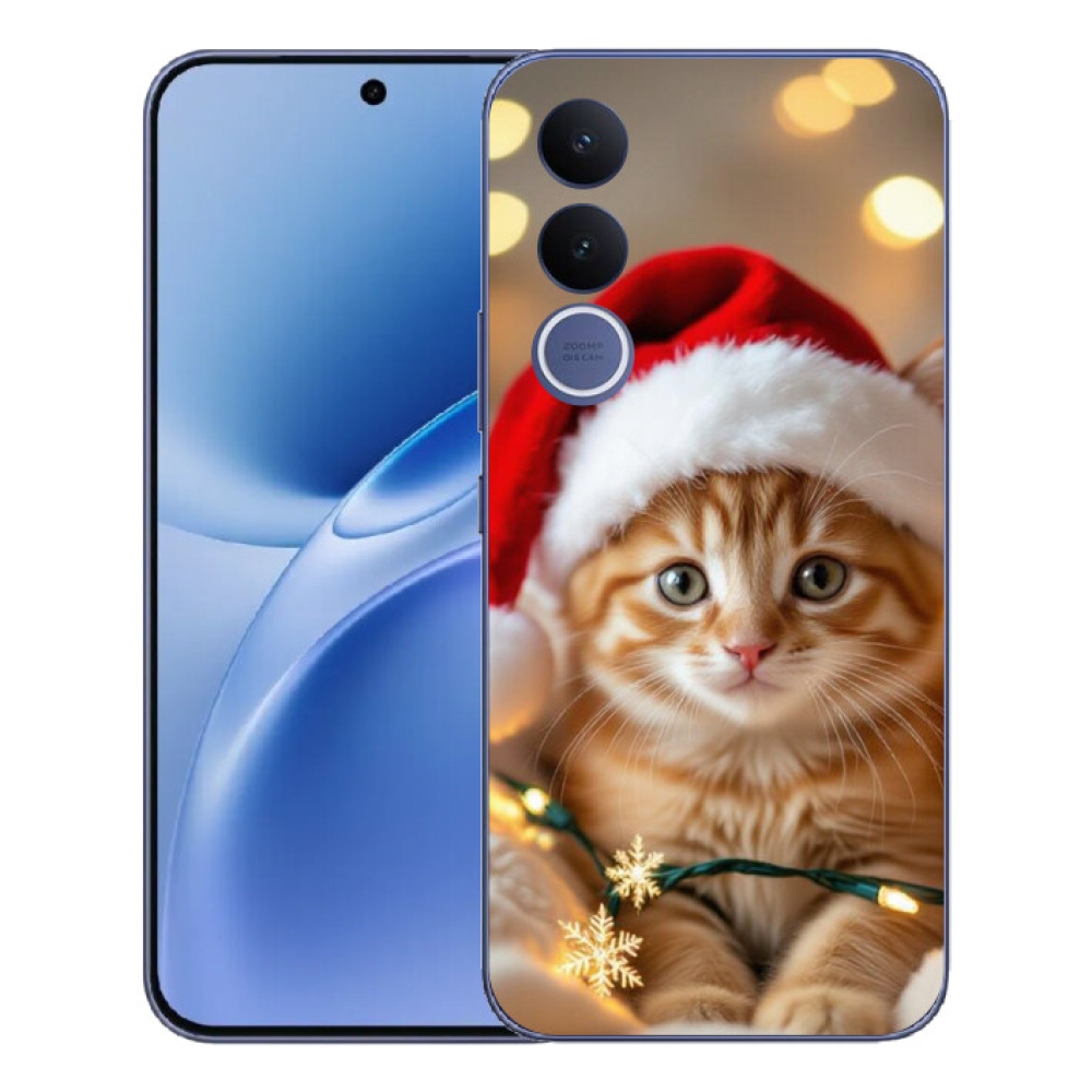 Gélový kryt mmCase na Vivo V70 FE - vianočné mačiatko