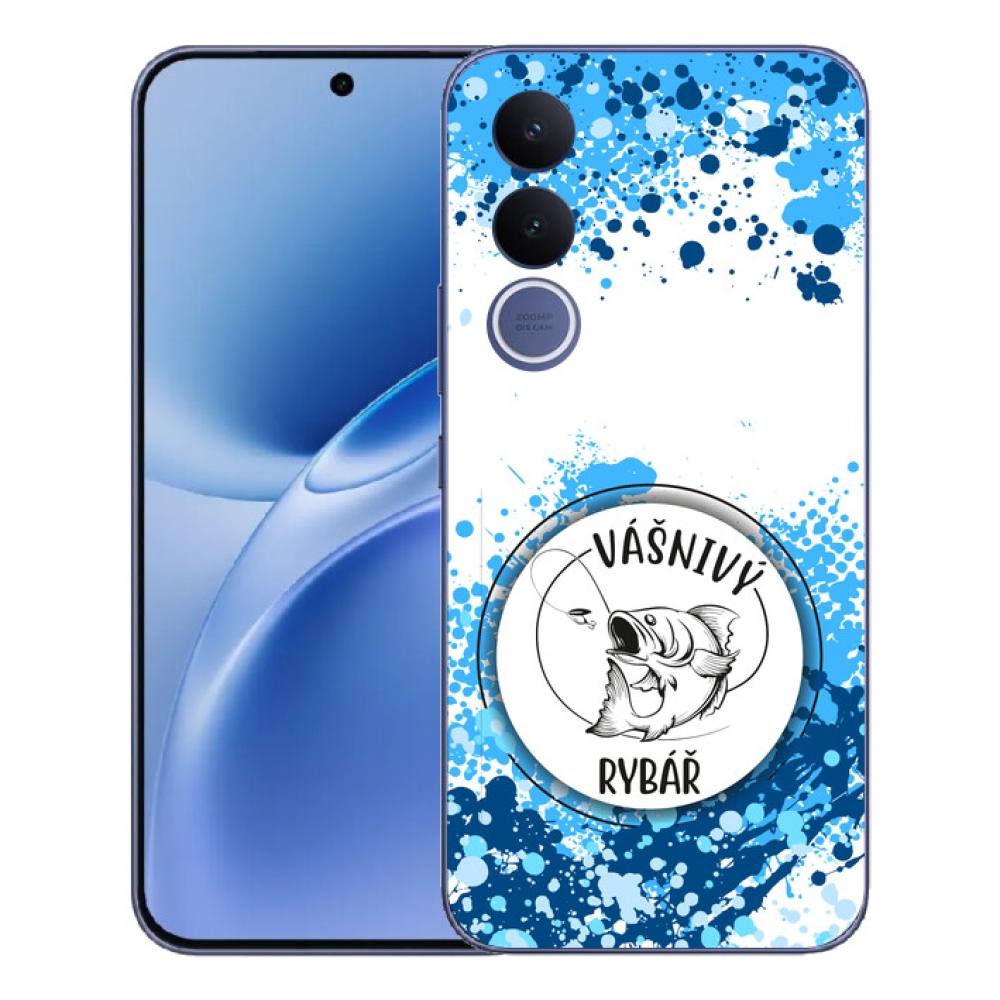 Gélový kryt mmCase na Vivo V70 FE - vášnivý rybár biele pozadie