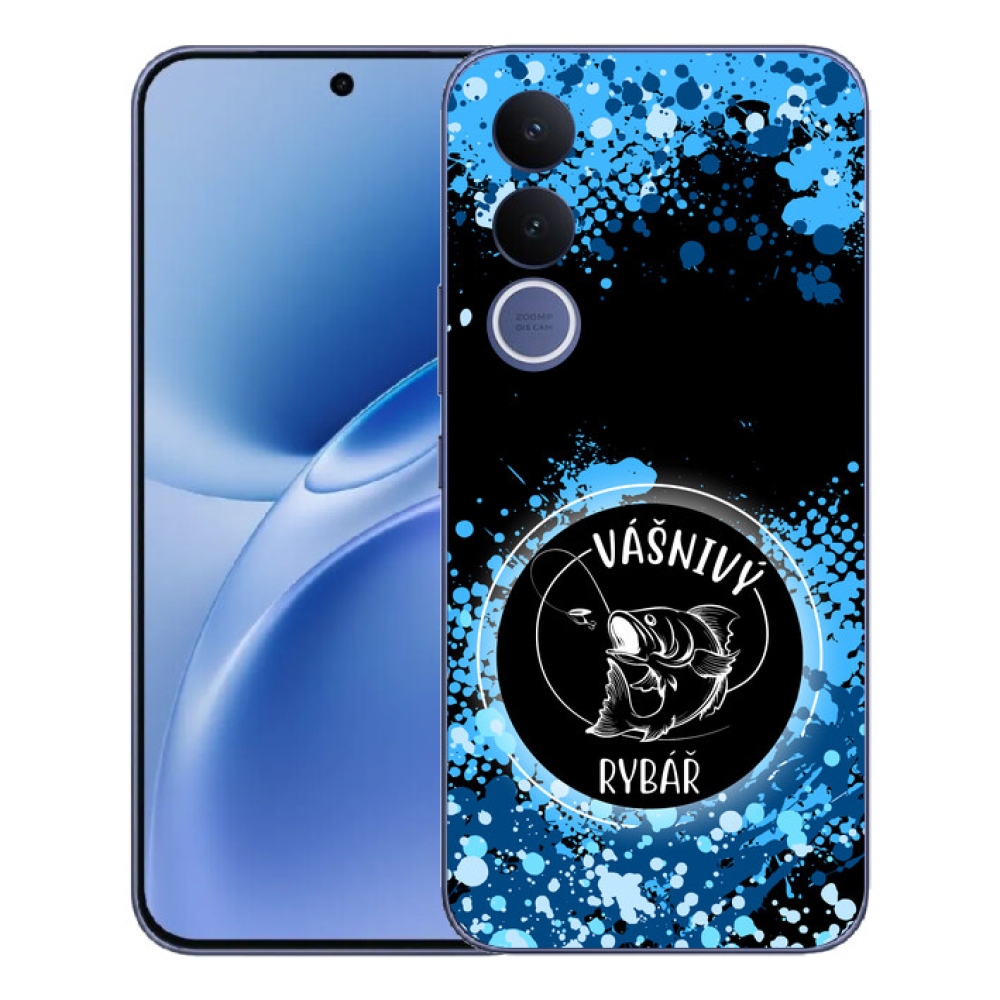 Gélový kryt mmCase na Vivo V70 FE - vášnivý rybár čierne pozadie