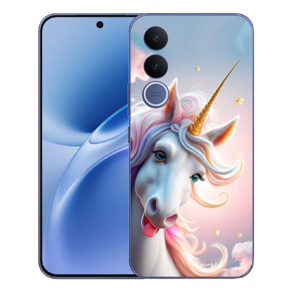 Gélový kryt mmCase na Vivo V70 FE - veselý jednorožec