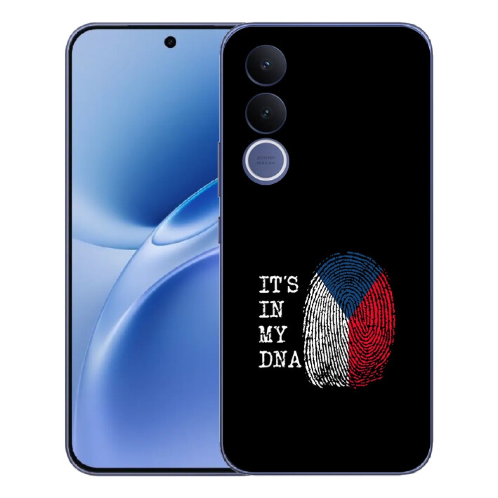 Gélový kryt mmCase na Vivo V70 FE - vlajka odtlačok prsta čierne pozadie