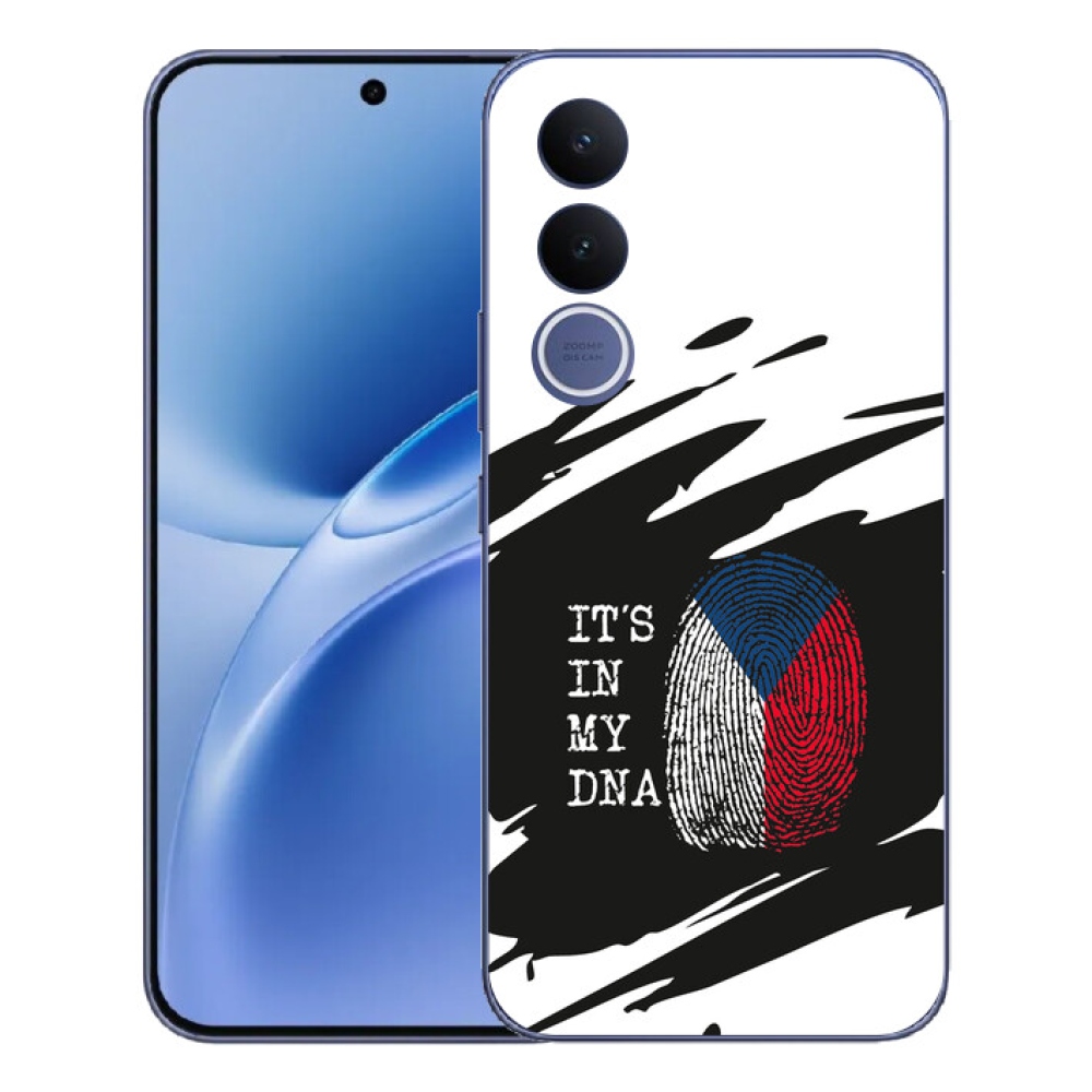 Gélový kryt mmCase na Vivo V70 FE - vlajka odtlačok prsta čiernobiele pozadie