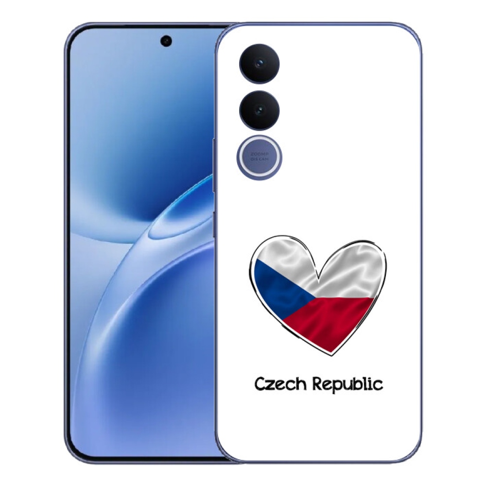 Gélový kryt mmCase na Vivo V70 FE - vlajka srdca biele pozadie
