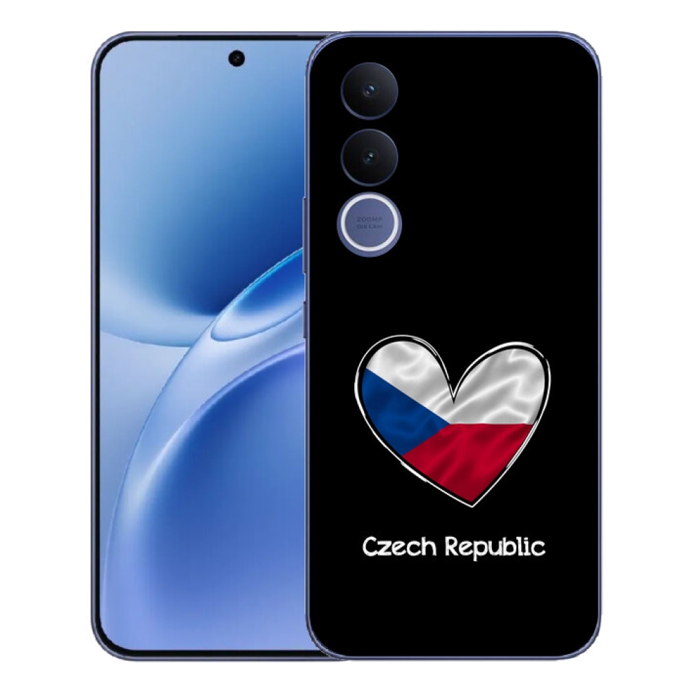Gélový kryt mmCase na Vivo V70 FE - vlajka srdca čierne pozadie