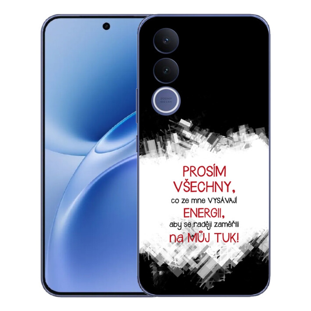 Gélový kryt mmCase na Vivo V70 FE - vtipný text 1 červený