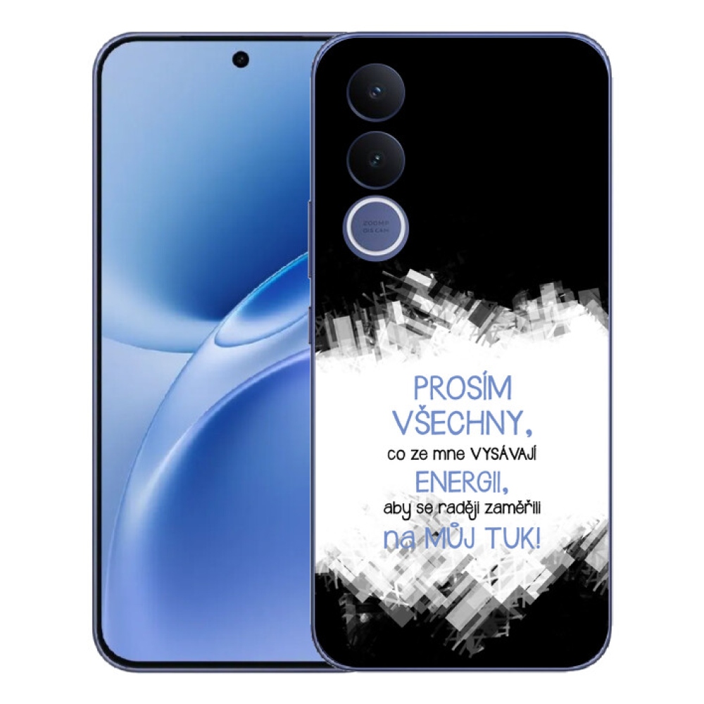 Gélový kryt mmCase na Vivo V70 FE - vtipný text 1 modrý