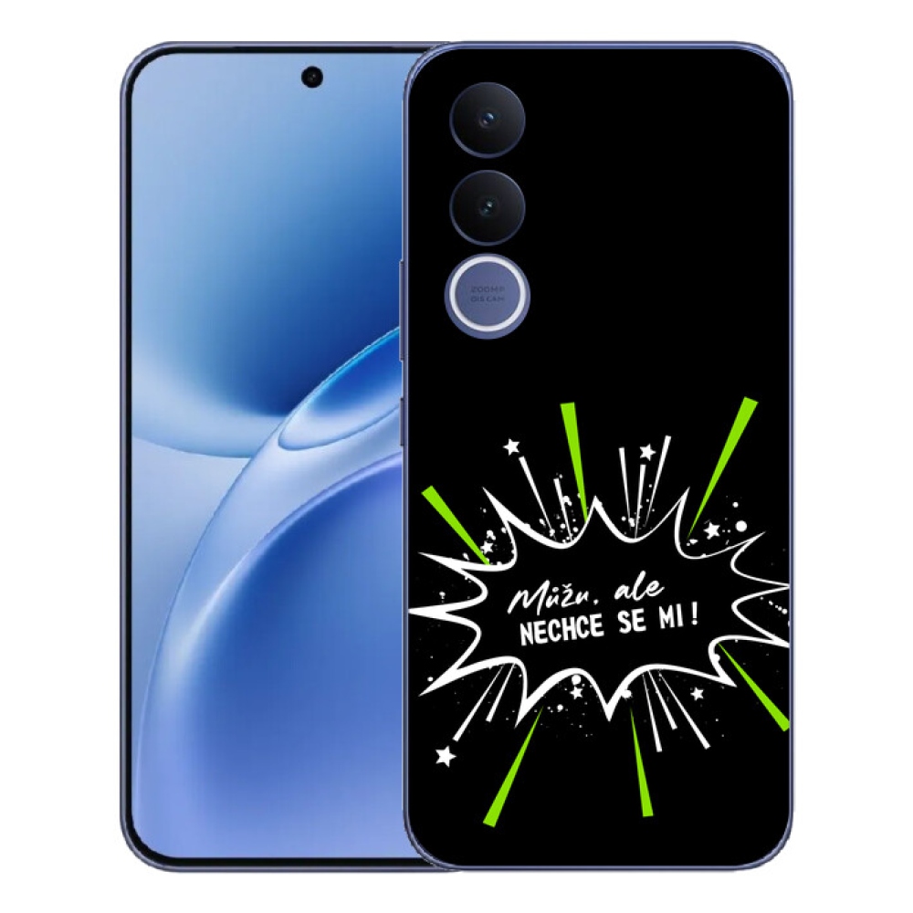 Gélový kryt mmCase na Vivo V70 FE - vtipný text 11 čierne pozadie