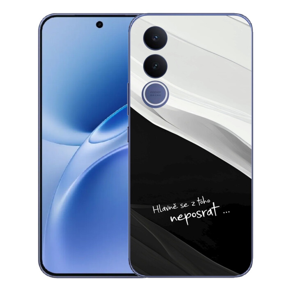 Gélový kryt mmCase na Vivo V70 FE - vtipný text 13 čiernobiele pozadie
