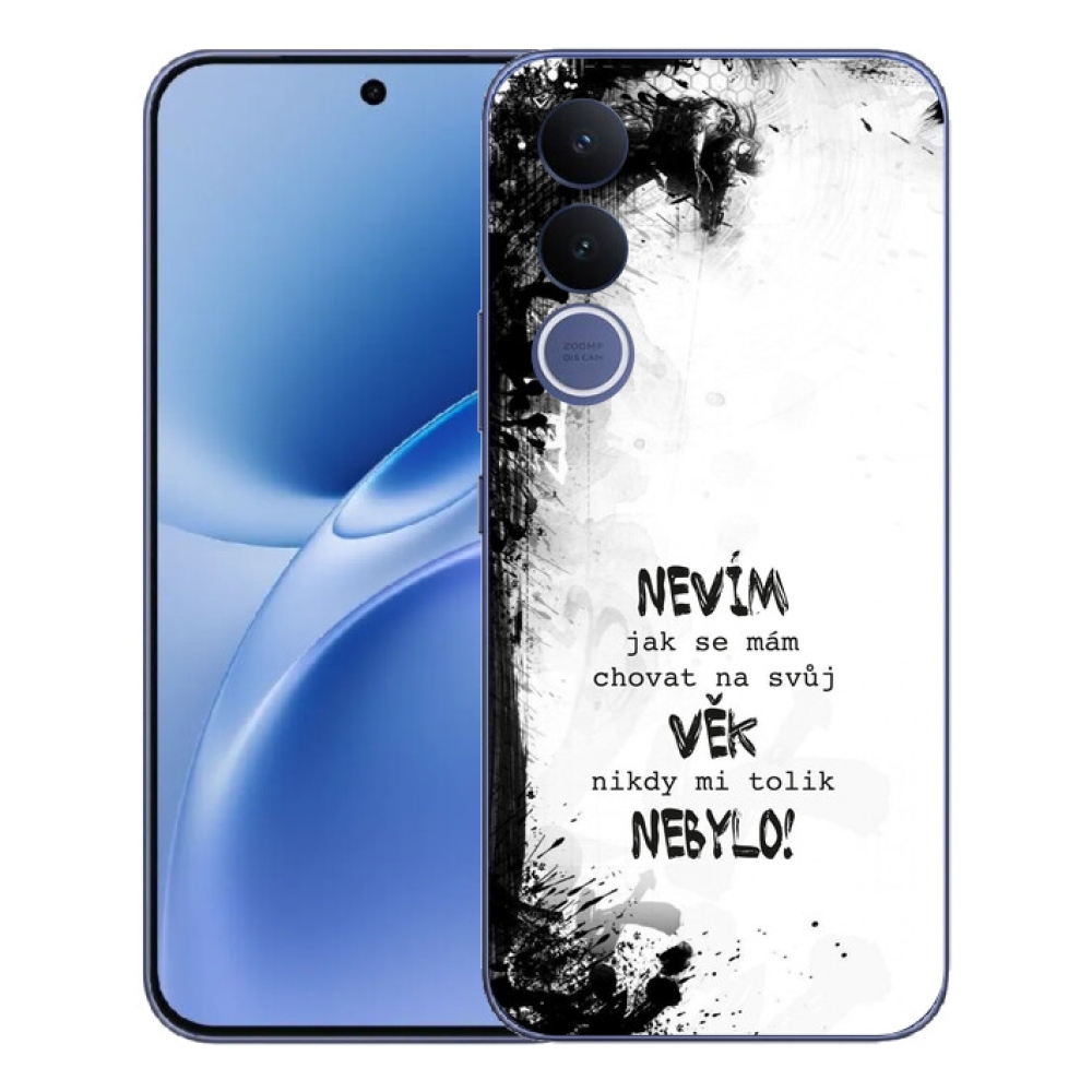 Gélový kryt mmCase na Vivo V70 FE - vtipný text 14 biele pozadie