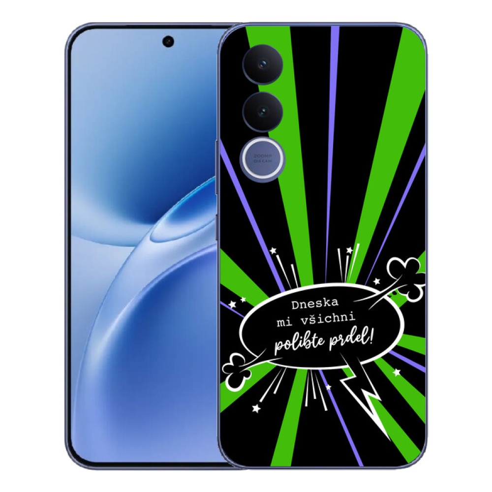 Gélový kryt mmCase na Vivo V70 FE - vtipný text 15 čierne pozadie